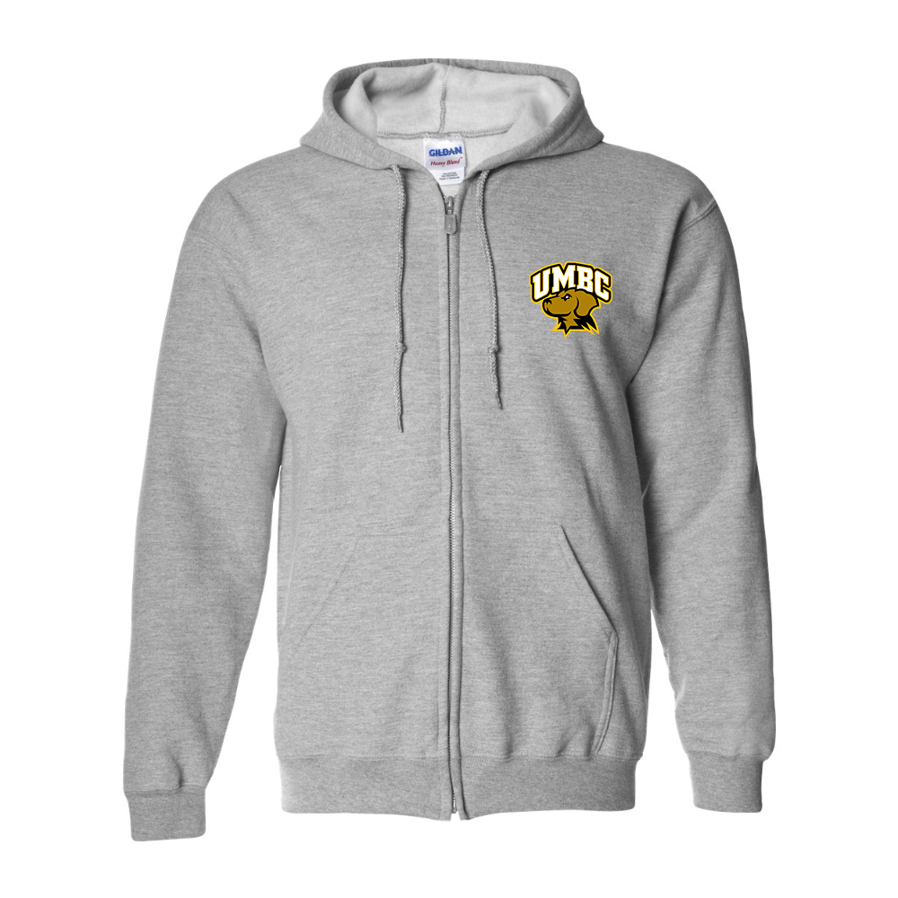 Men's UMBC Retrievers Gildan  Heavy Blend Full Zip Hooded Sweatshirt